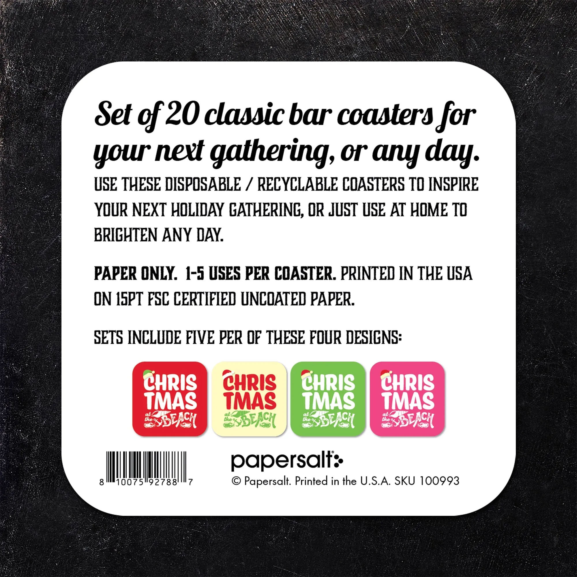 Christmas at the Beach Assorted Paper Coaster Set