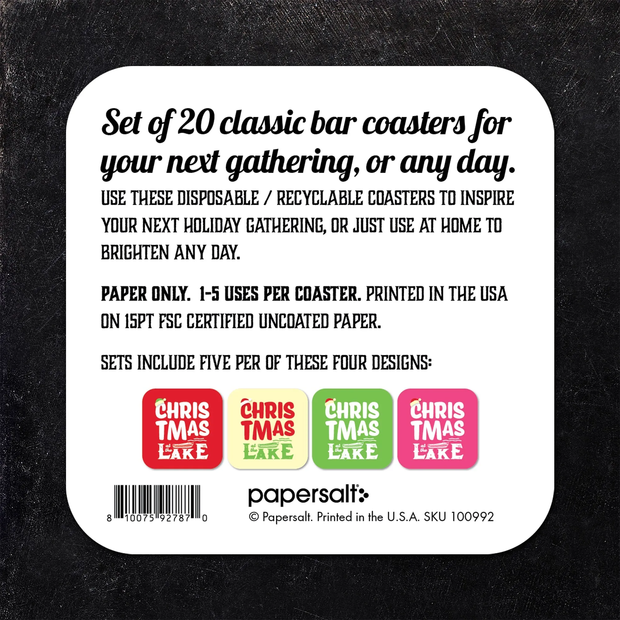 Christmas at the Lake Assorted Paper Coaster Set