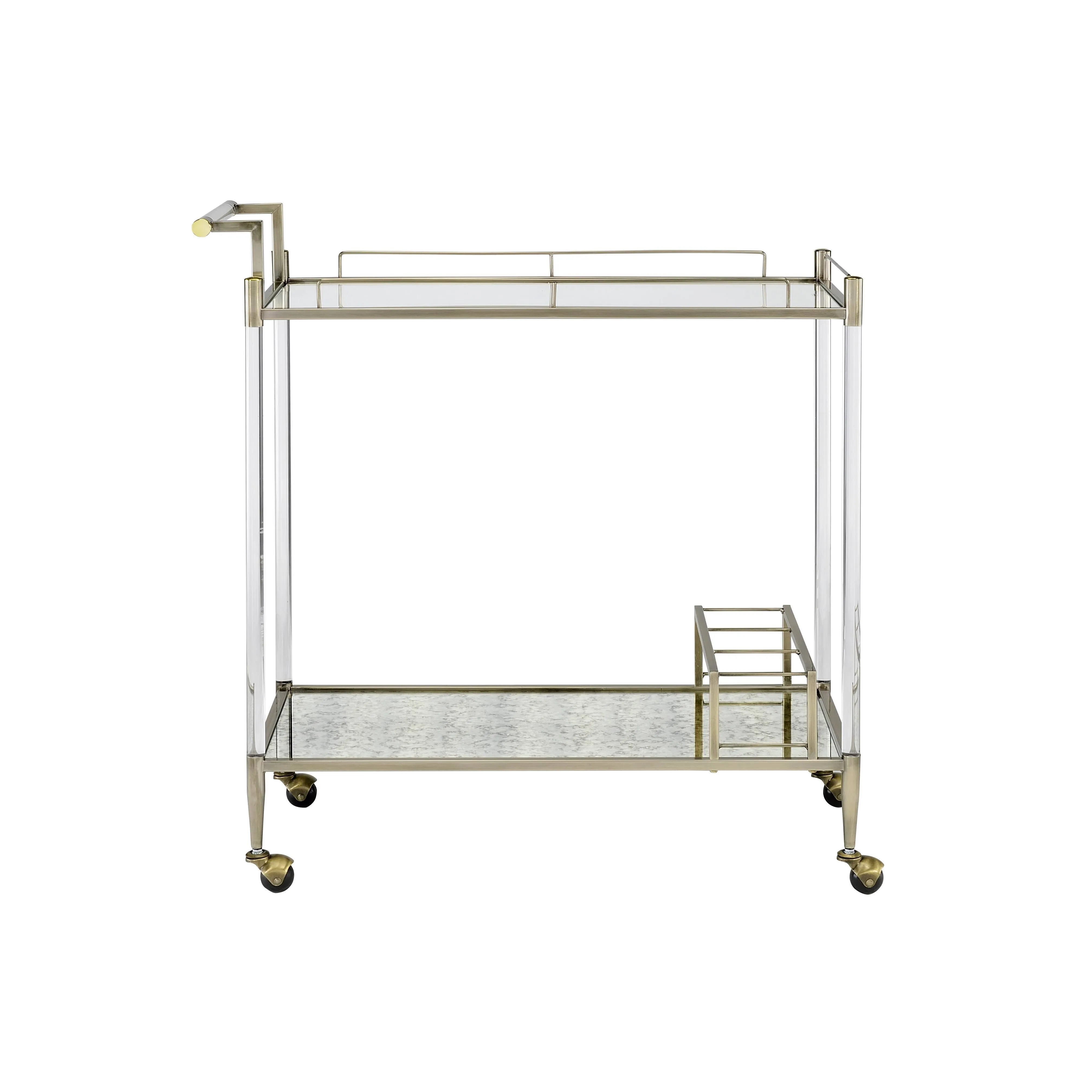 Cirro - Antique Mirror Wire Brass Serving Cart - Antique Brass / White by Couch.com