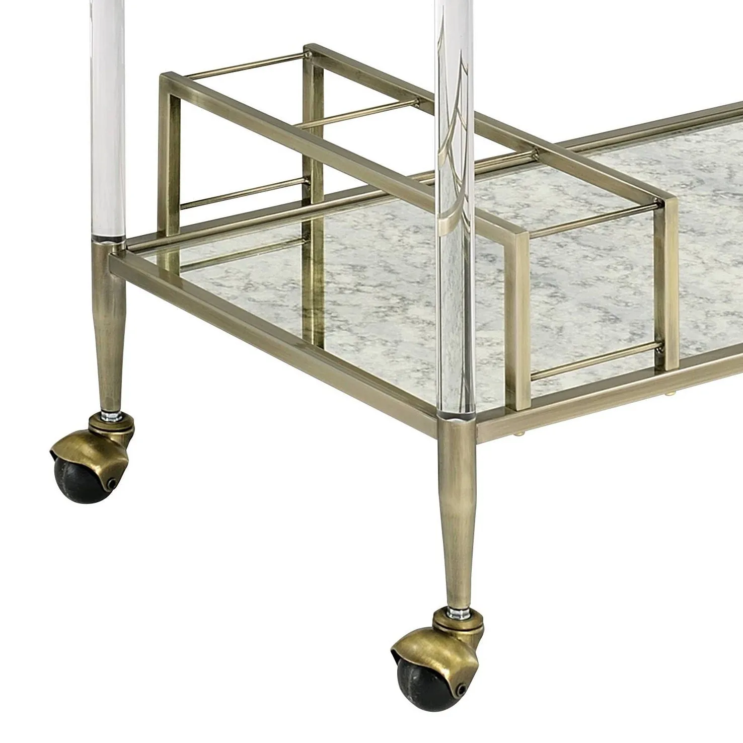 Cirro - Antique Mirror Wire Brass Serving Cart - Antique Brass / White by Couch.com