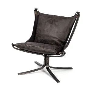 Colarado Accent Chair Black Leather | Black Iron