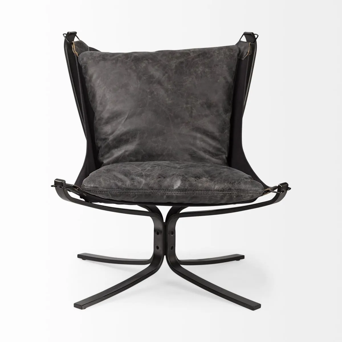 Colarado Accent Chair Black Leather | Black Iron