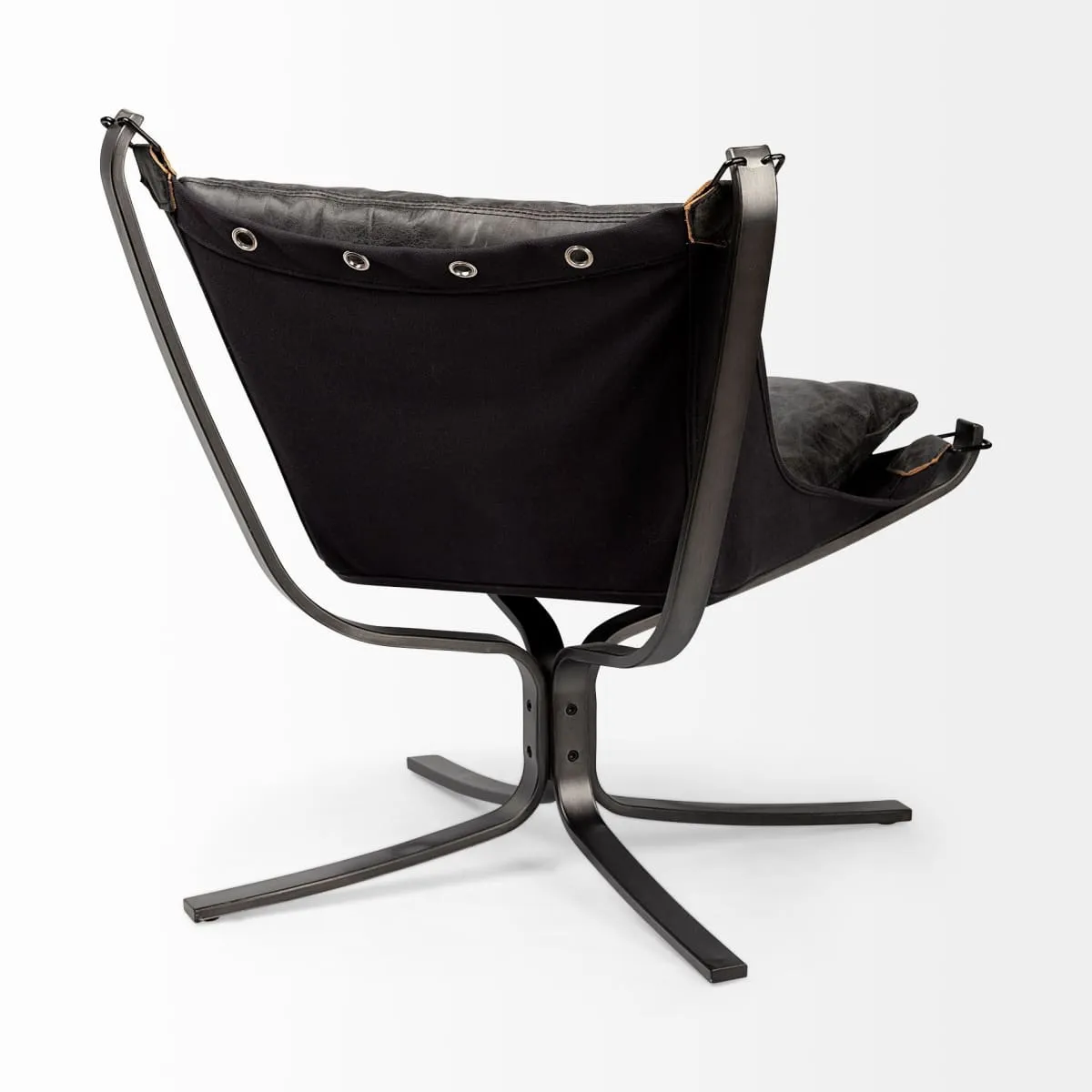 Colarado Accent Chair Black Leather | Black Iron