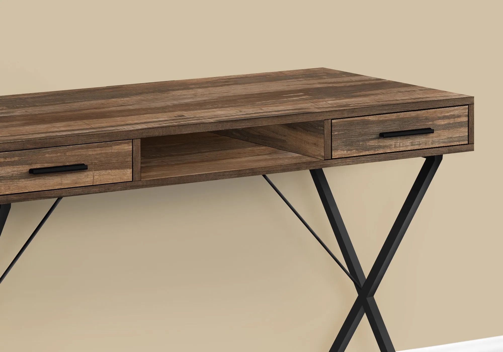 Computer Desk - 42"L / Brown Reclaimed Wood / Black Metal