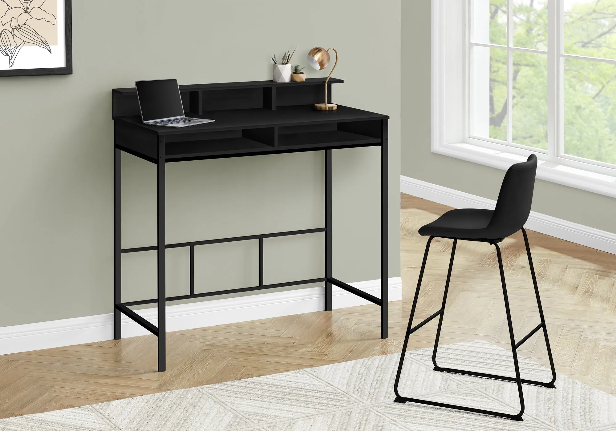 Computer Desk - 48"L / Black / Black Standing Height