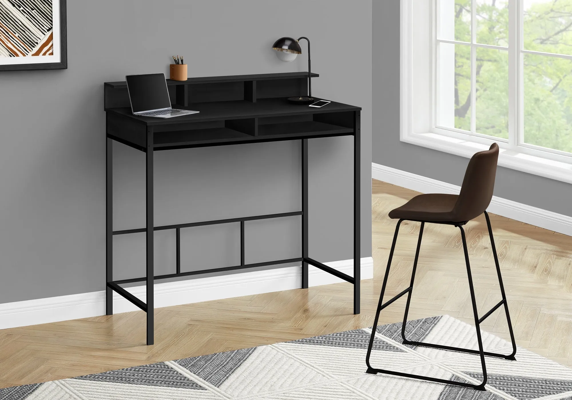 Computer Desk - 48"L / Black / Black Standing Height