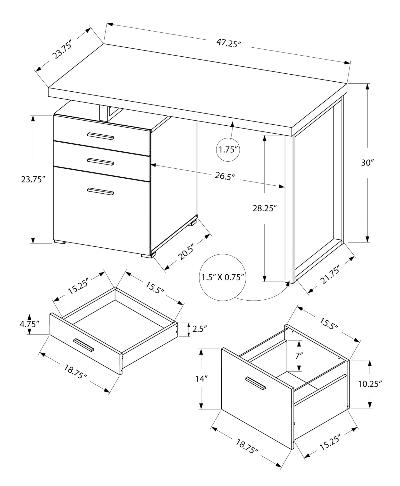 Computer Desk - 48"L / Reclaimed Wood / Black Metal / L/R