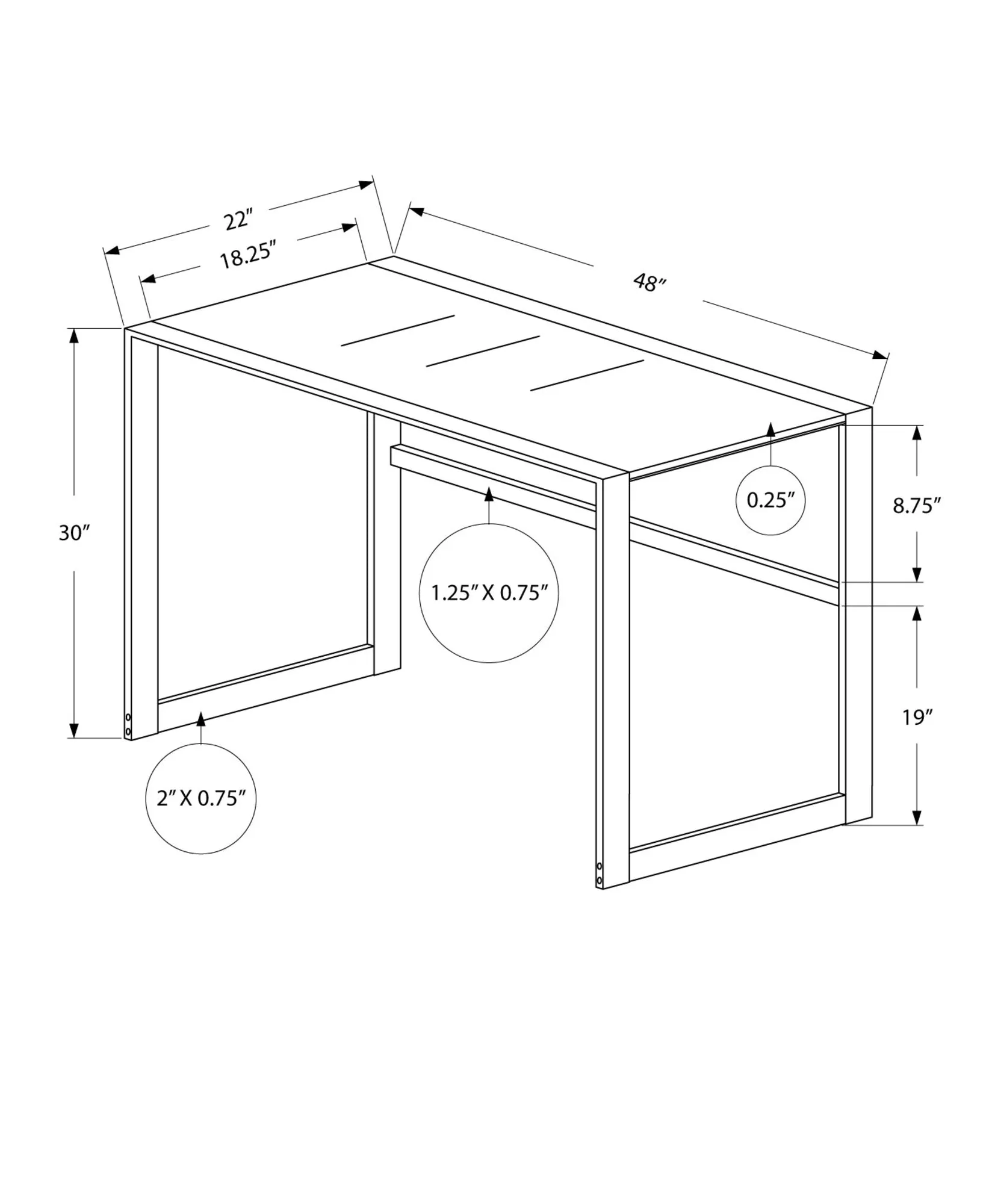 Computer Desk - 48"L / Silver Metal/ White Tempered Glass