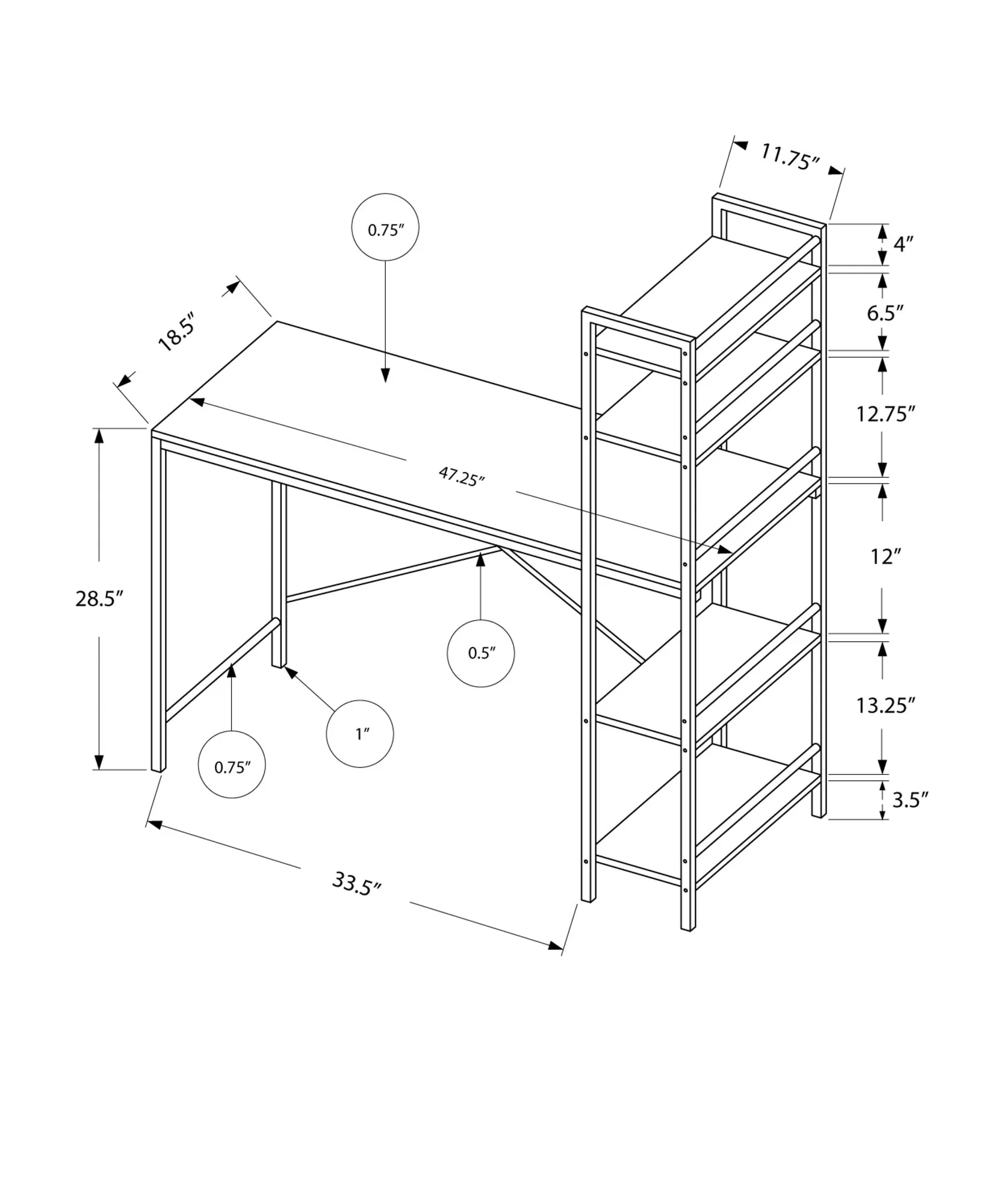Computer Desk - 48"L / White Top / White Metal