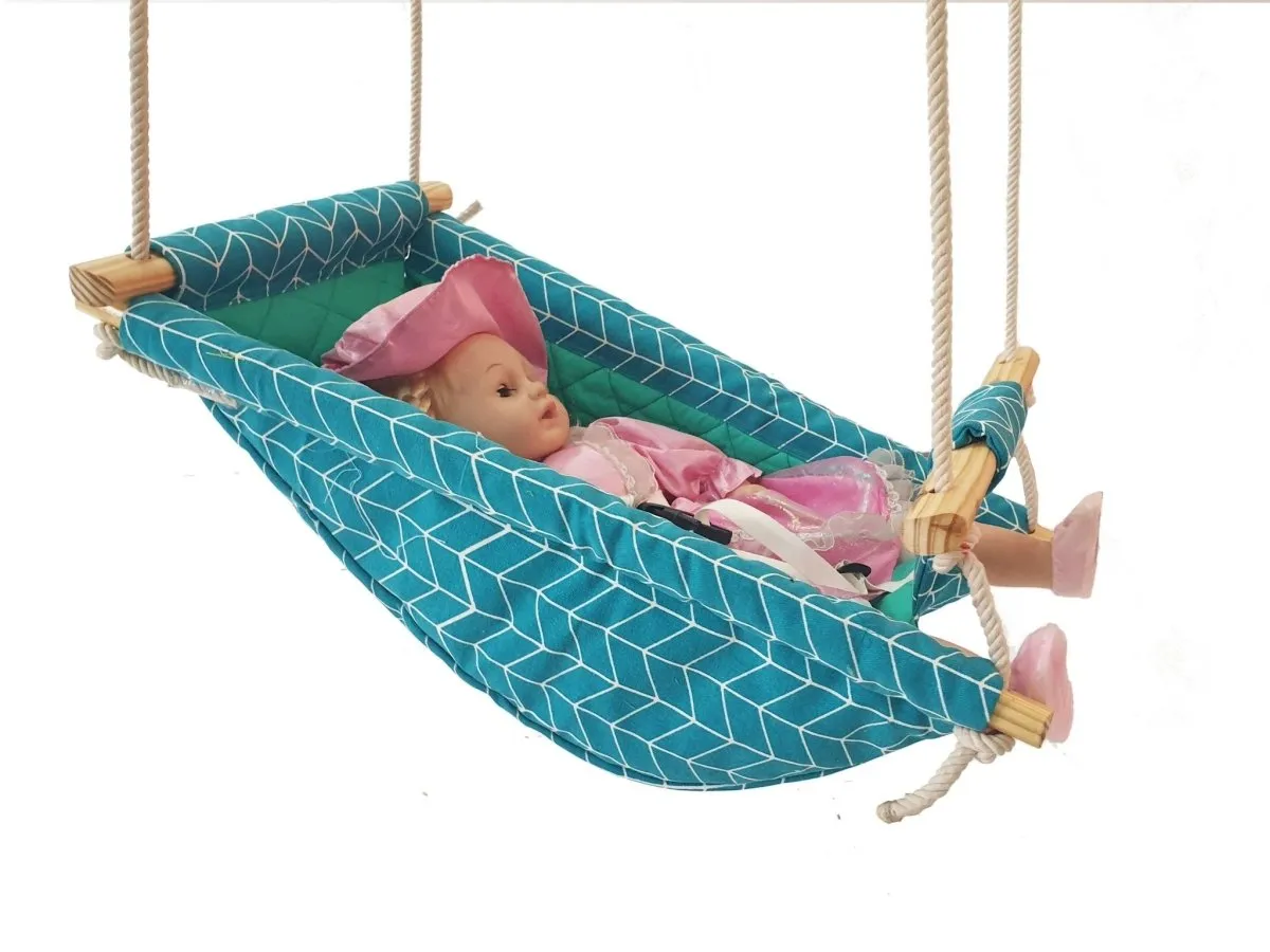 CuddlyCoo Baby Swing / Ceiling Rocker- Sea Green Zig Zag