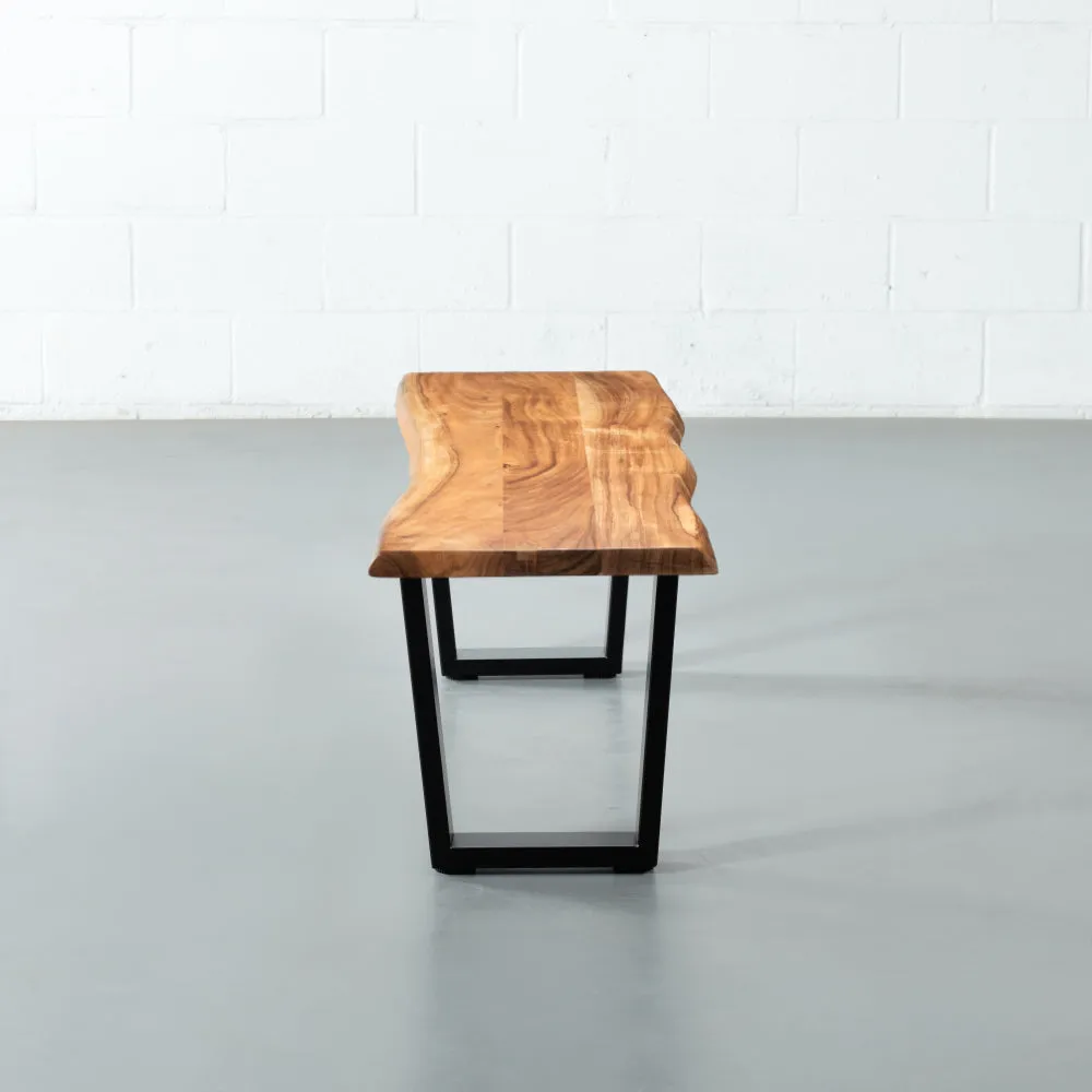 DANTON - Acacia Live Edge Bench 3.5cm Thickness Top with U Black Legs