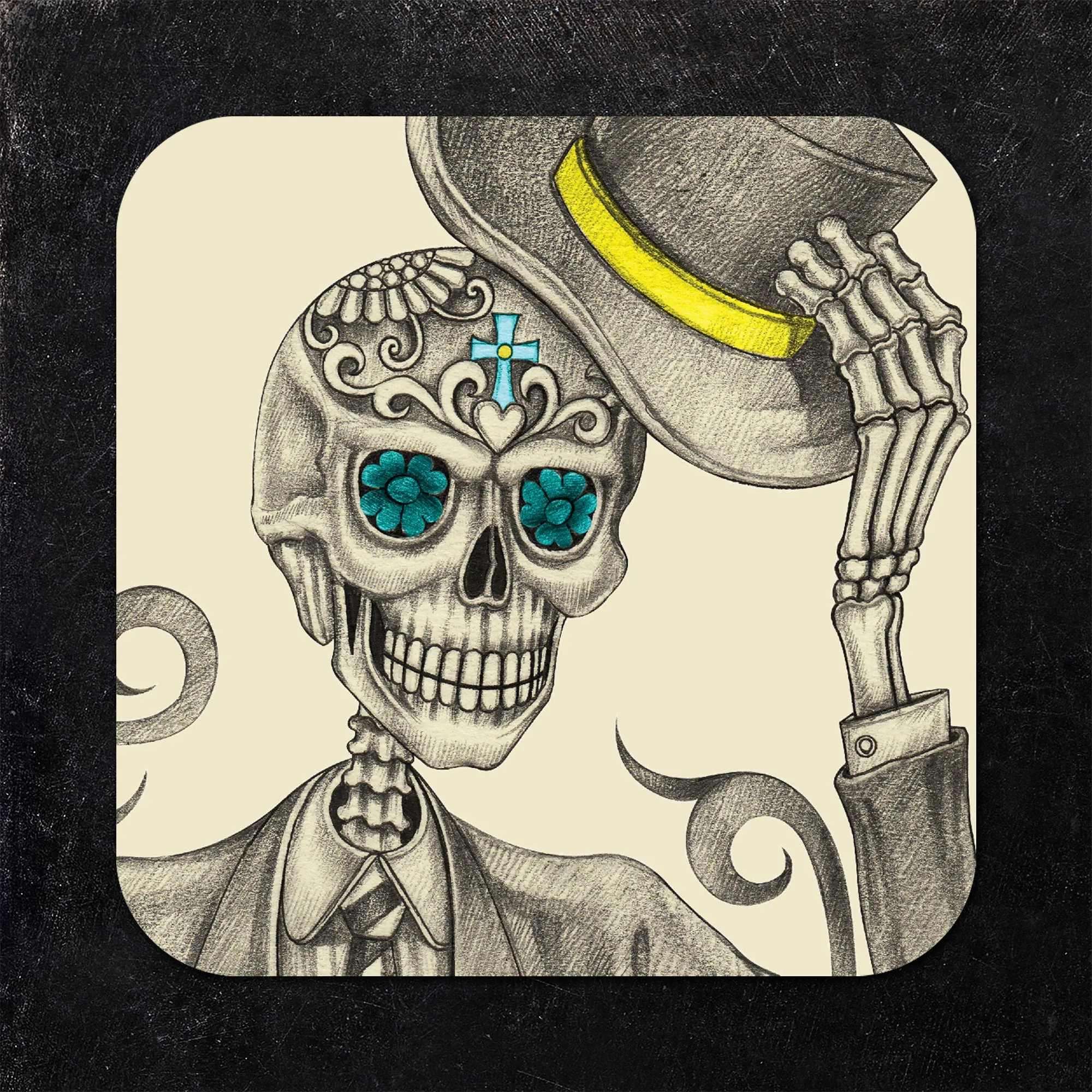 Day of the Dead Skeletons Assorted Paper Coaster Set