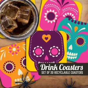 Day of the Dead Skulls Assorted Paper Coaster Set