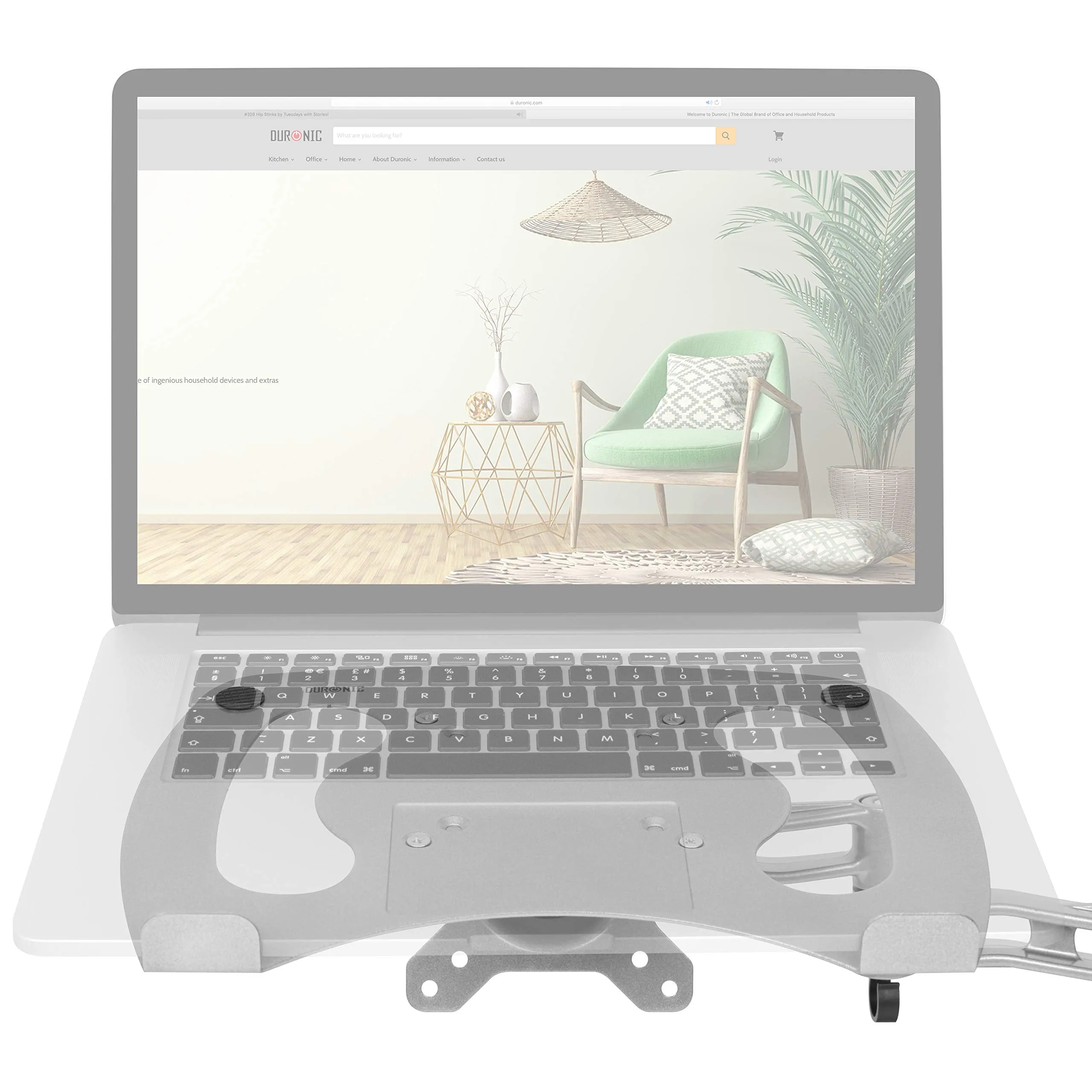 Duronic Laptop Attachment DML1 /SR | SILVER Desk Mount Support Tray for Laptop/Tablet/MacBook | VESA 75/100 | 8kg Capacity | Compatible with DM15 DM25 DM35 DM45 DM55 DM65 DMUSB DMDC DMG Monitor Stands