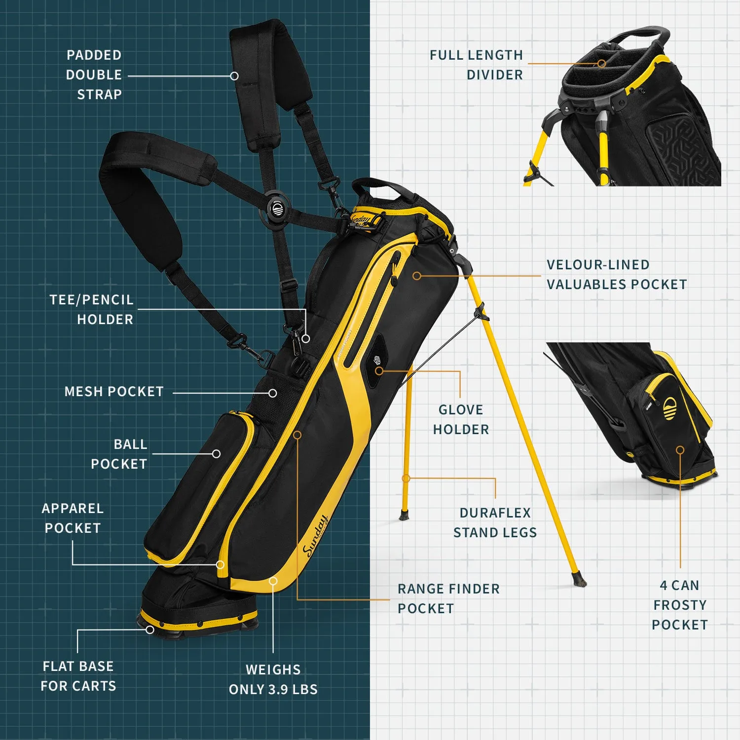 El Camino | Black & Yellow Walking Golf Bag