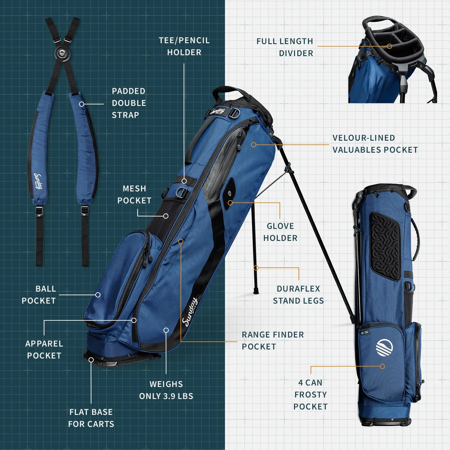 El Camino | Cobalt Blue Walking Golf Bag