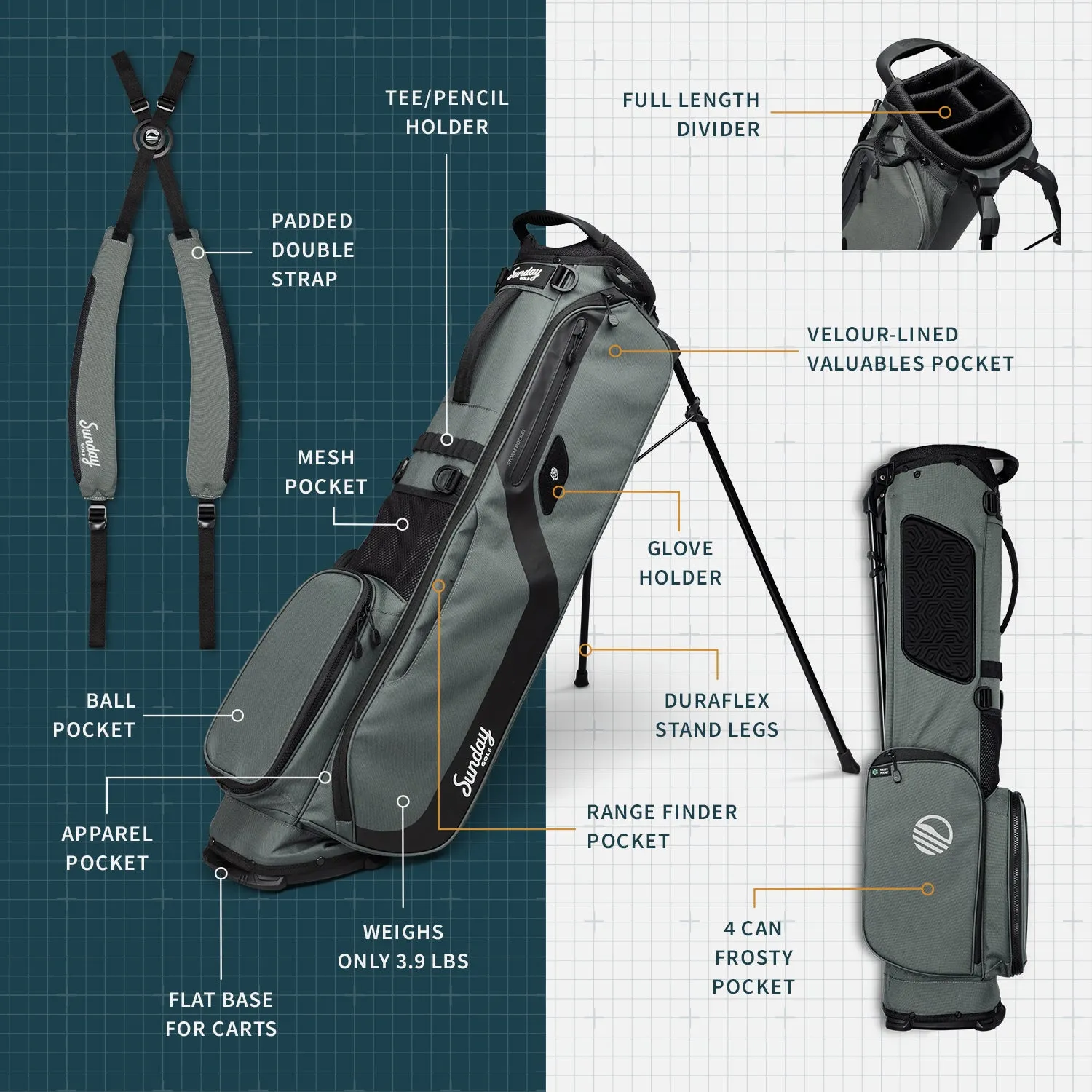El Camino | Midnight Green Walking Golf Bag