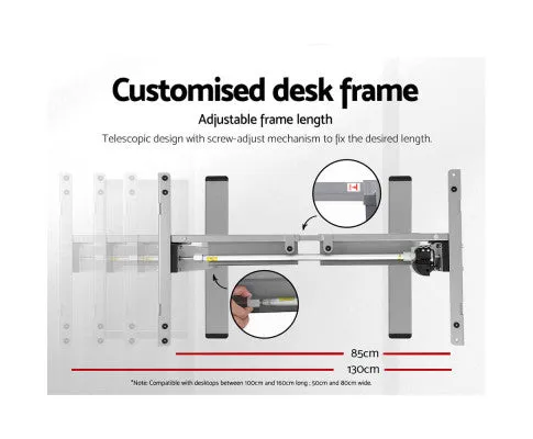 Electric Standing Desk Motorised Sit Stand Desks Table Grey White 140cm