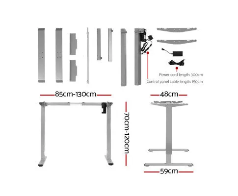 Electric Standing Desk Motorised Sit Stand Desks Table Grey White 140cm
