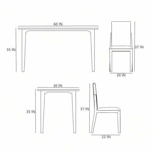 ELMSPIRE Brianna Solid Wood 4 Seater Dining Room Set for Home, Living Room - Elegant Dining Table and Four Luxuriously Cushioned Chairs - Contemporary Design in Classic Black Finish
