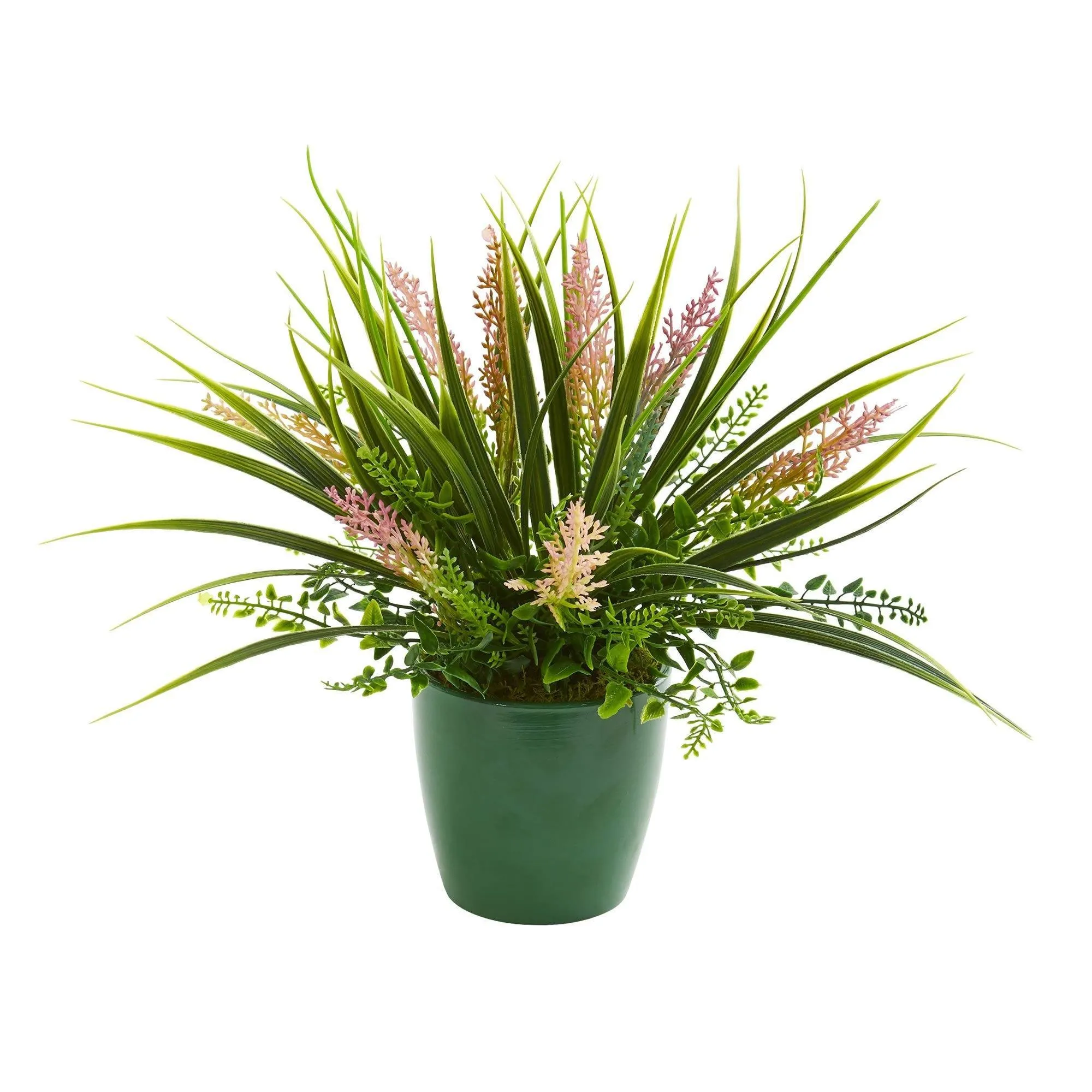 Eucalyptus, Grass and Sedum Artificial Plant in Green Planter (Set of 3)
