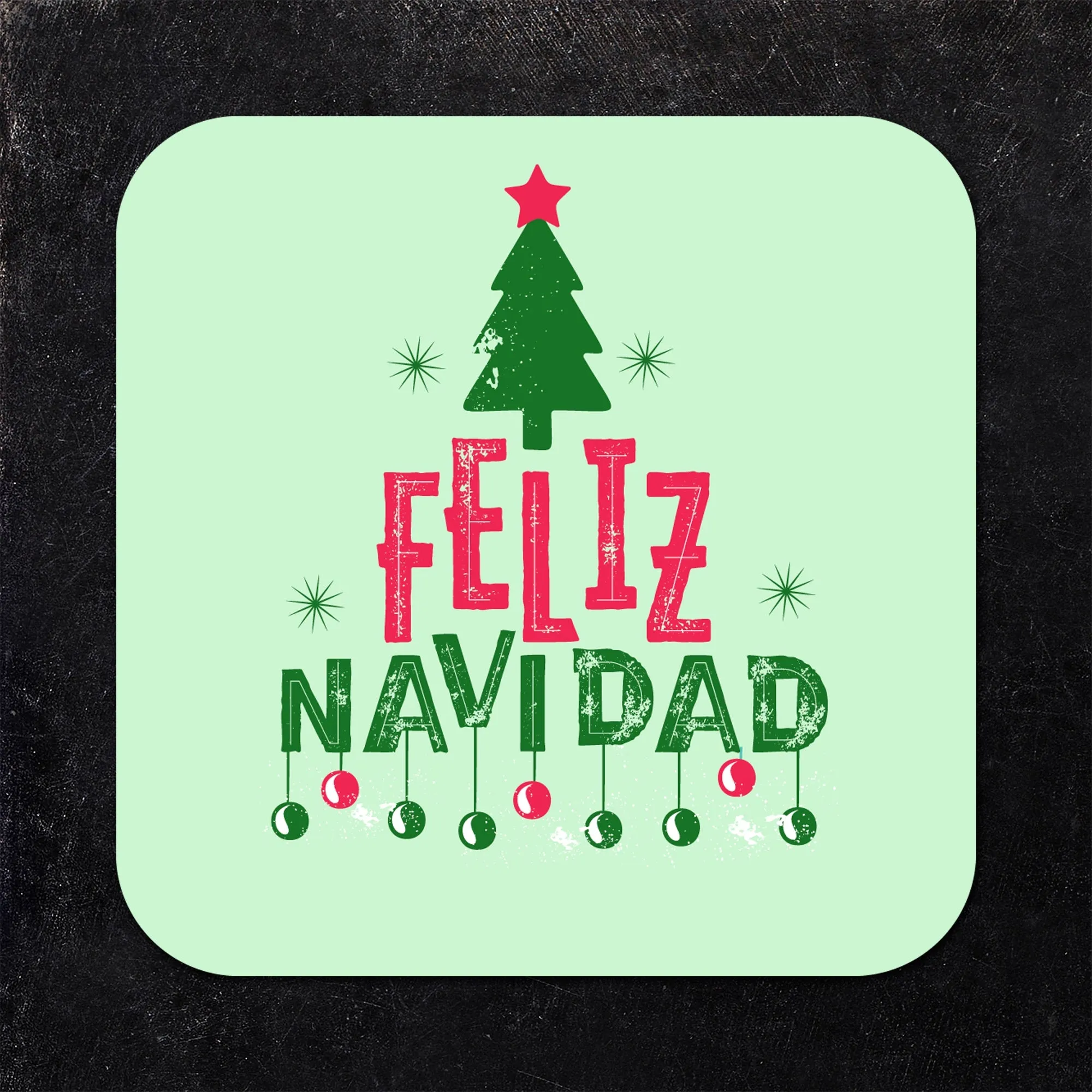 Feliz Navidad (Tree and Ornaments) Paper Coaster Set