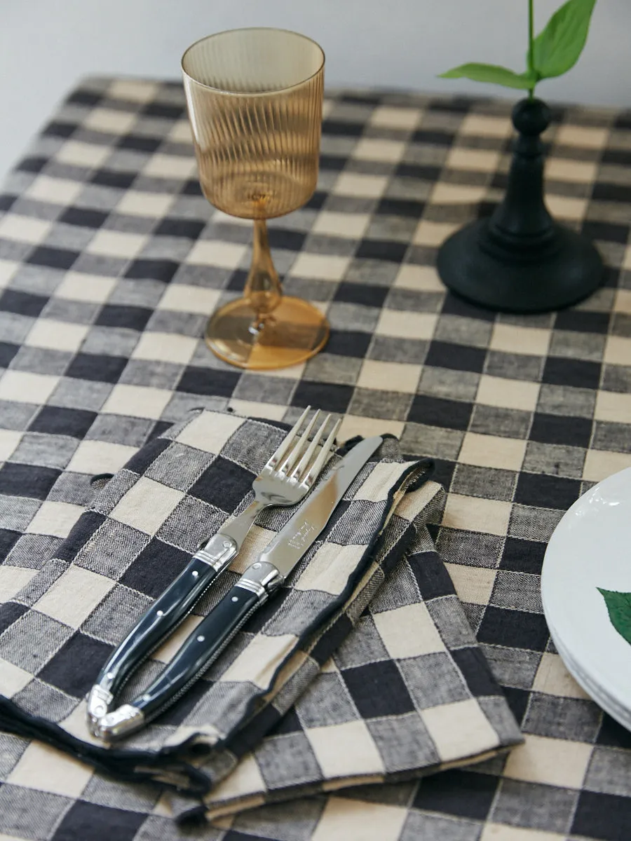 Gingham Linen Napkin | Fusain | Set of 2