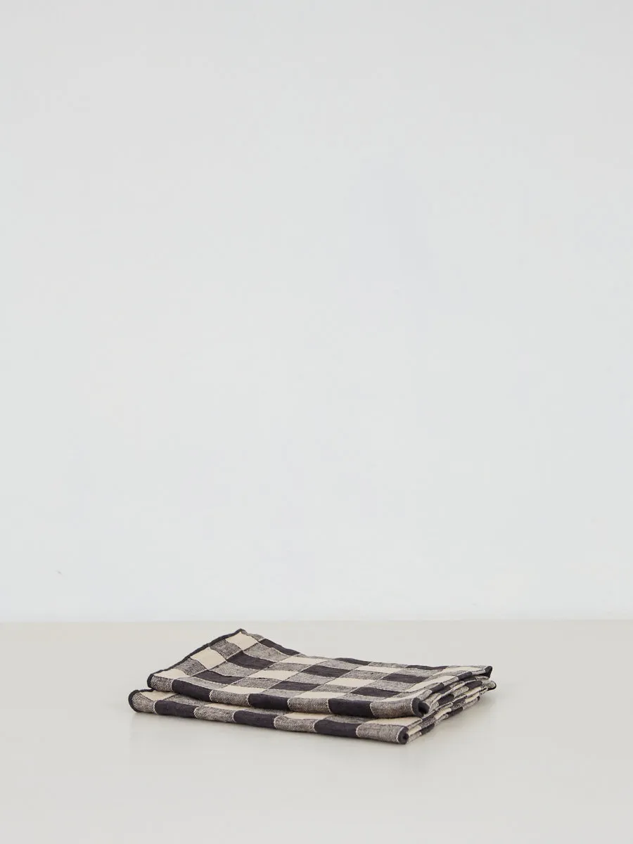 Gingham Linen Napkin | Fusain | Set of 2