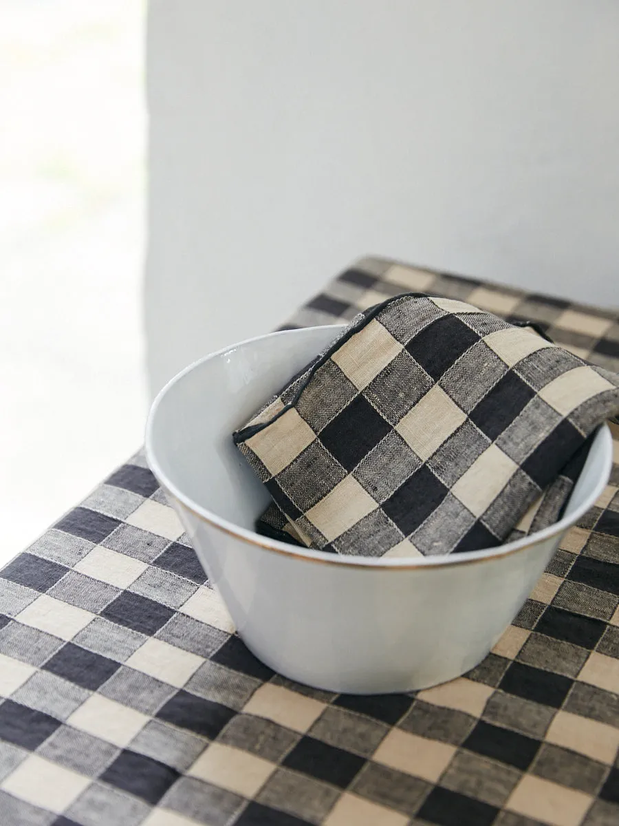 Gingham Linen Napkin | Fusain | Set of 2