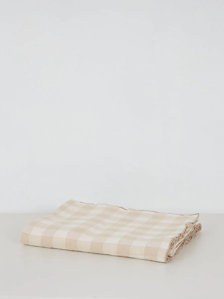Gingham Linen Table Cloth | Crme