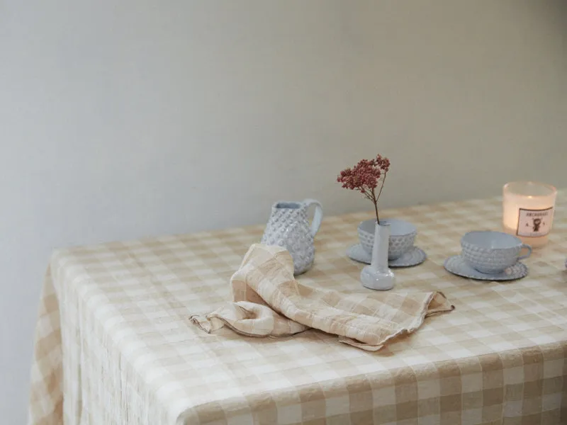 Gingham Linen Table Cloth | Crme
