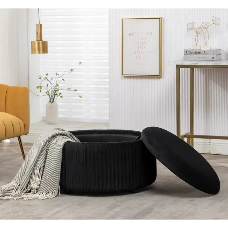 Hamburg Round Shape Fabric Ottoman Pouffe Puffy