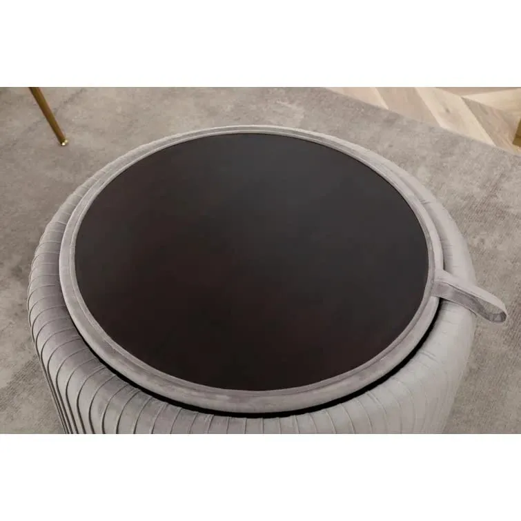 Hamburg Round Shape Fabric Ottoman Pouffe Puffy