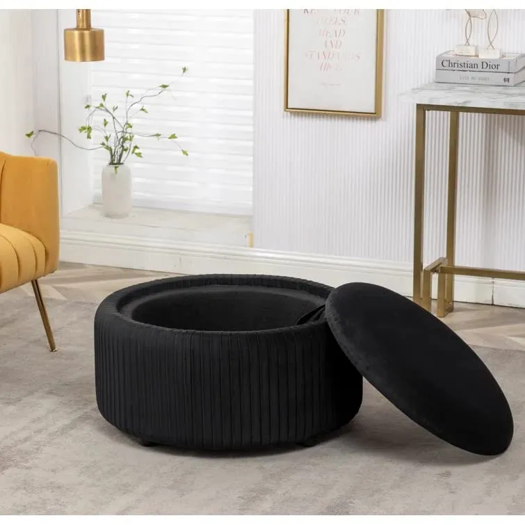 Hamburg Round Shape Fabric Ottoman Pouffe Puffy