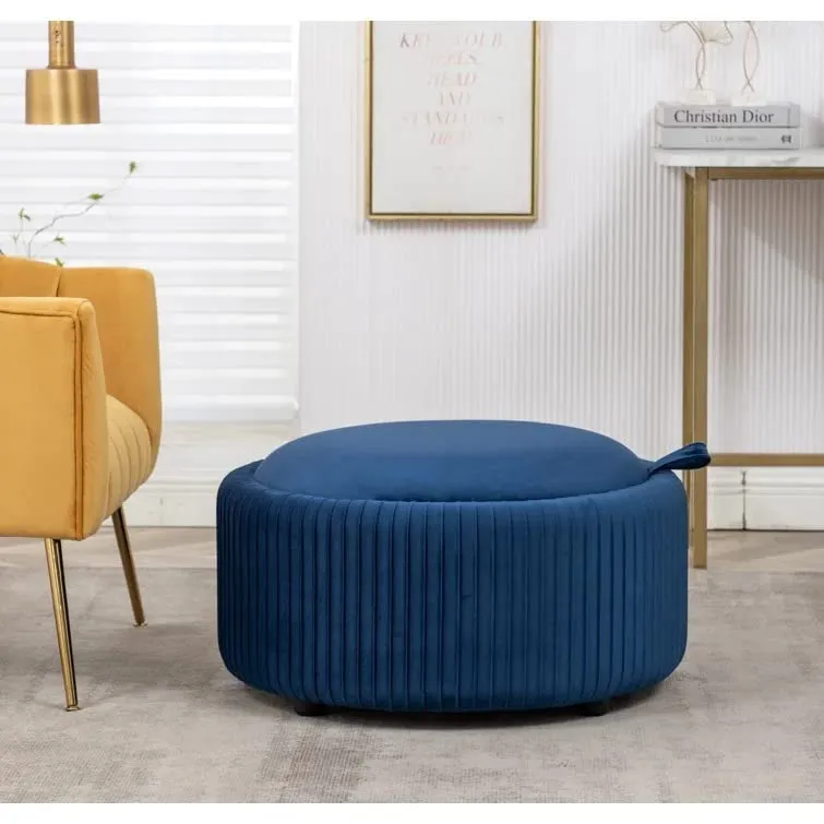 Hamburg Round Shape Fabric Ottoman Pouffe Puffy
