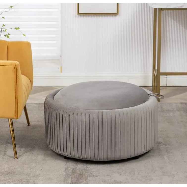 Hamburg Round Shape Fabric Ottoman Pouffe Puffy