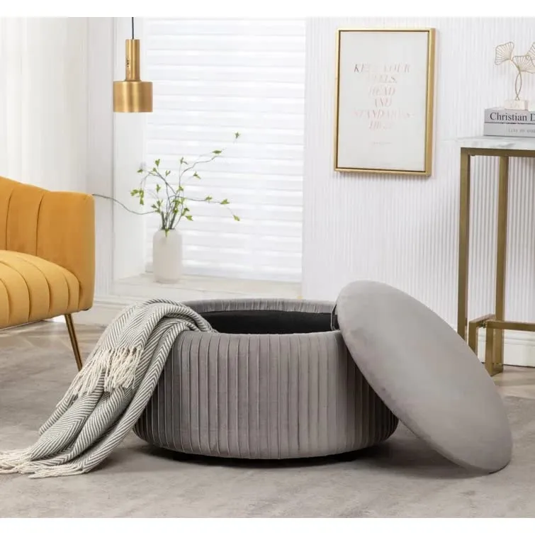 Hamburg Round Shape Fabric Ottoman Pouffe Puffy