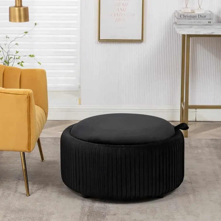 Hamburg Round Shape Fabric Ottoman Pouffe Puffy