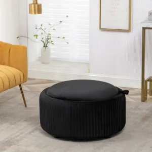 Hamburg Round Shape Fabric Ottoman Pouffe Puffy