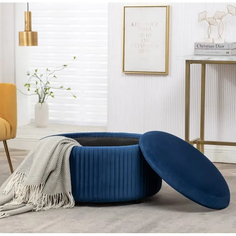 Hamburg Round Shape Fabric Ottoman Pouffe Puffy
