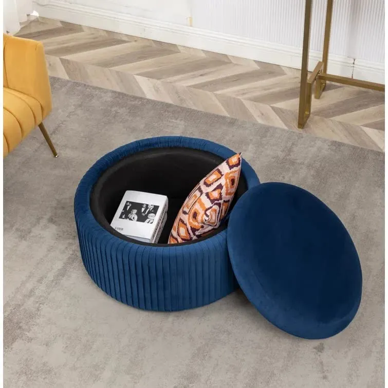 Hamburg Round Shape Fabric Ottoman Pouffe Puffy
