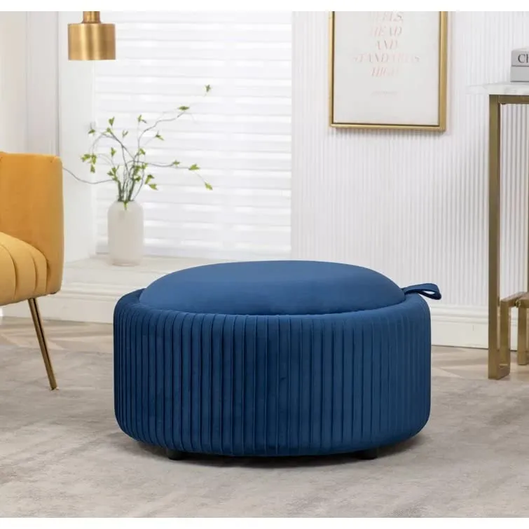 Hamburg Round Shape Fabric Ottoman Pouffe Puffy