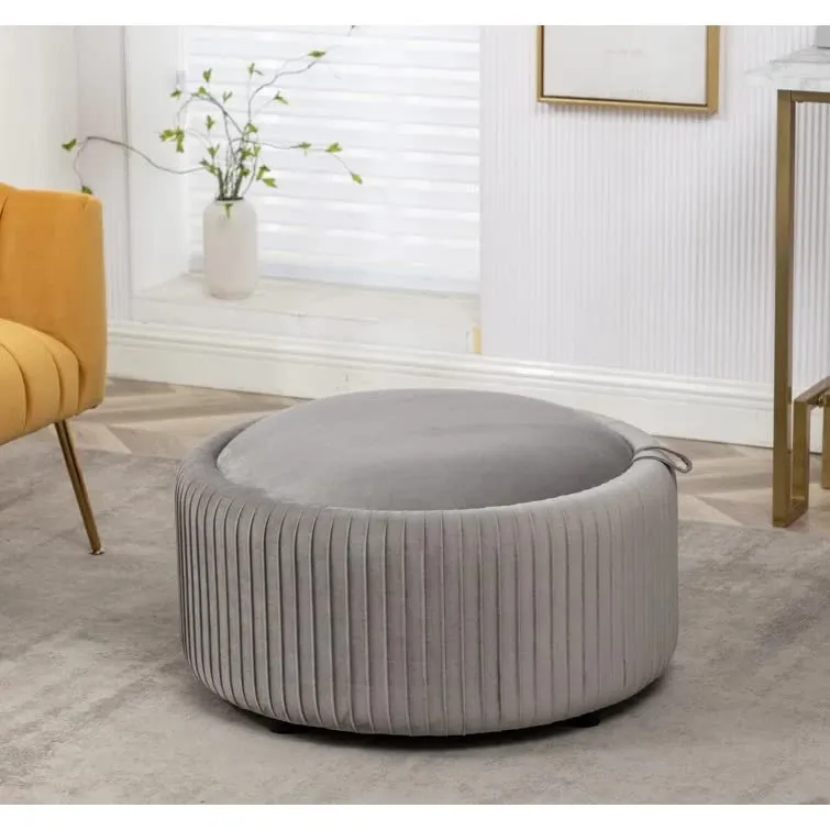 Hamburg Round Shape Fabric Ottoman Pouffe Puffy