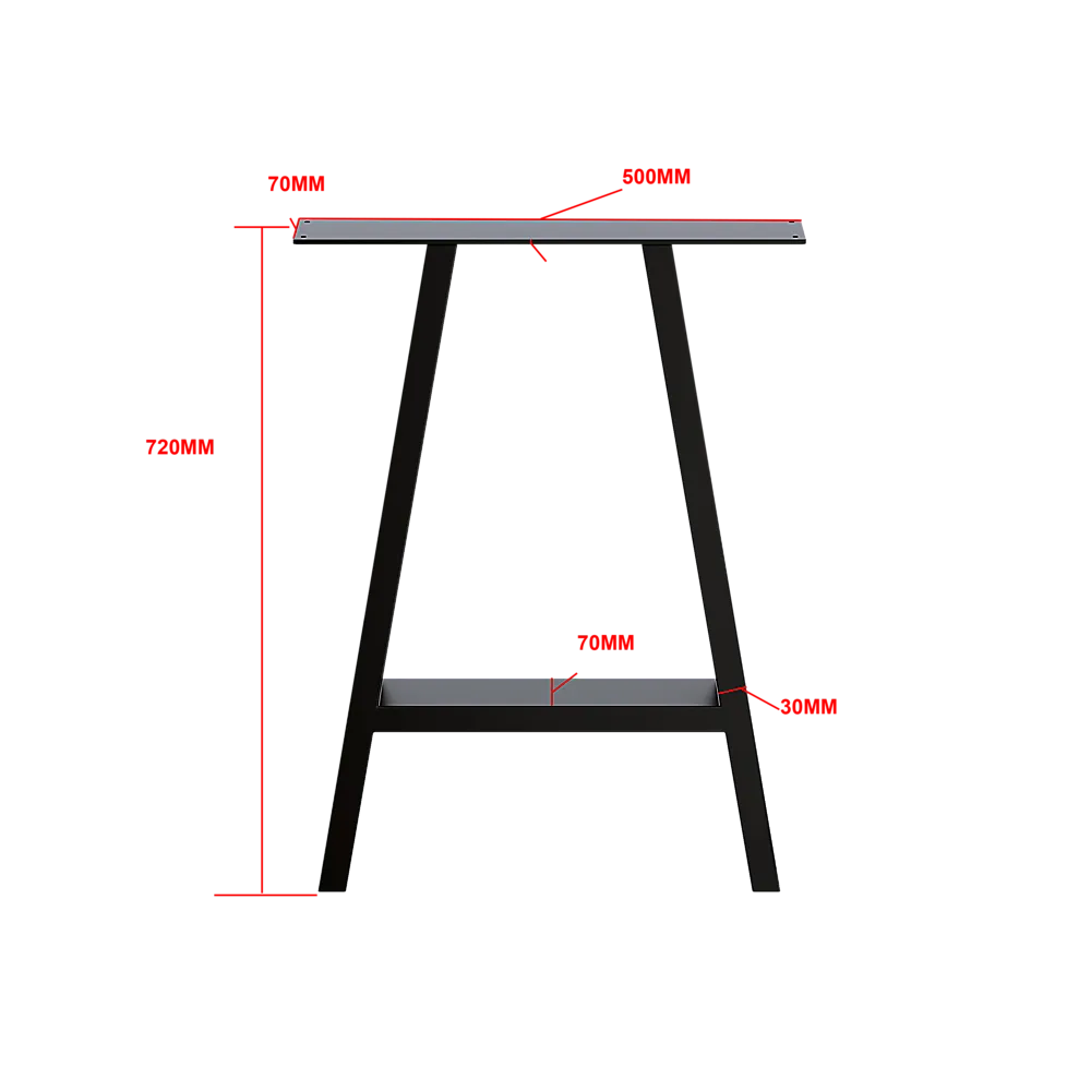 Heavy-Duty Iron Rustic Table Legs-Black Industrial 2x Set