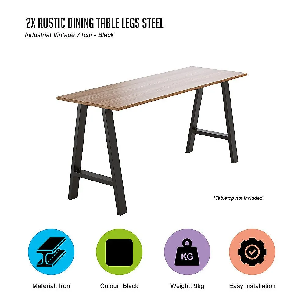 Heavy-Duty Iron Rustic Table Legs-Black Industrial 2x Set