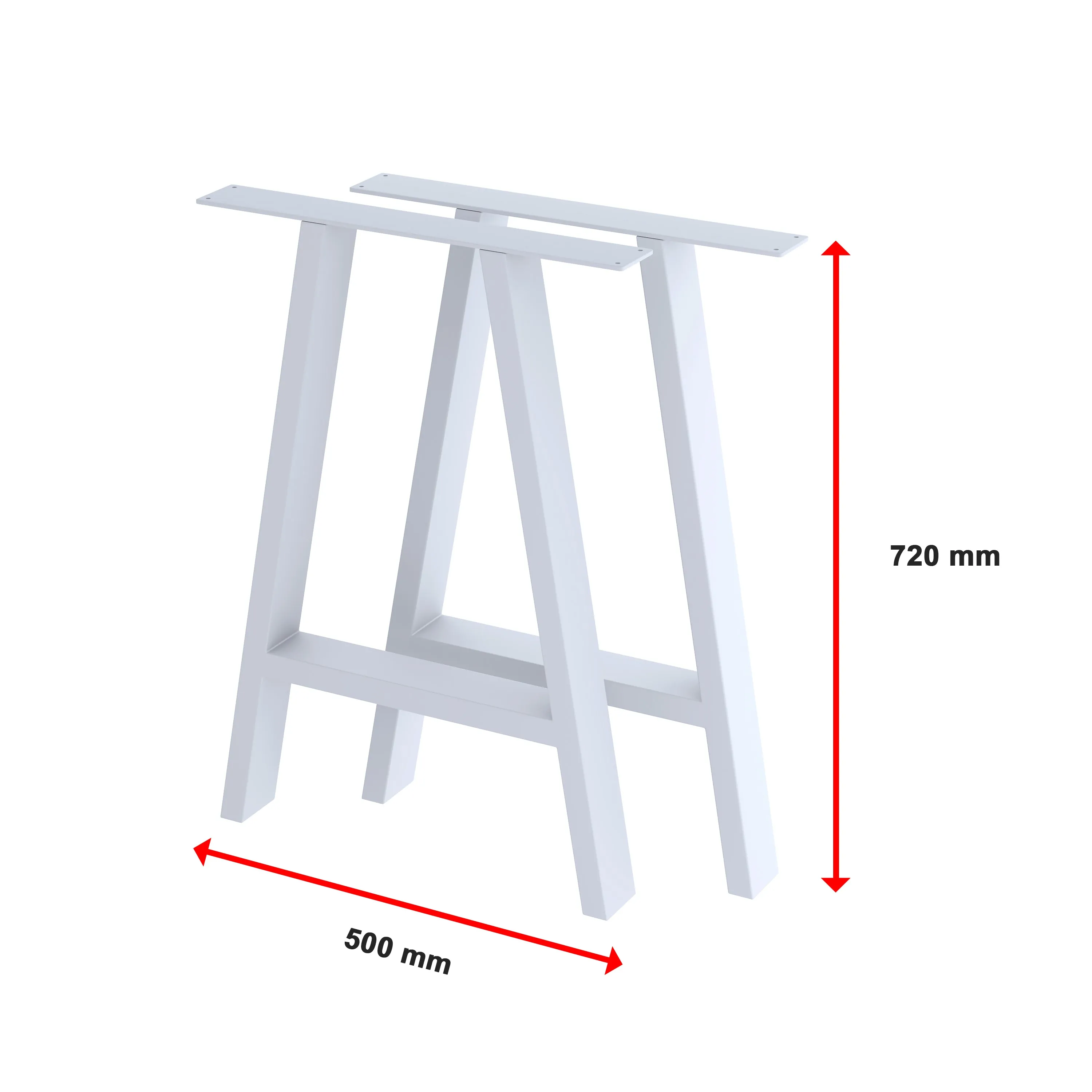 Heavy-Duty Rustic Steel Dining Table Legs, 71cm - White