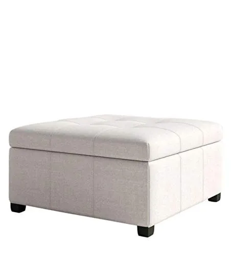 Hooper Ottoman Foam Cushioned Pouffe Puffy for Foot Rest Home Furniture (Off White)