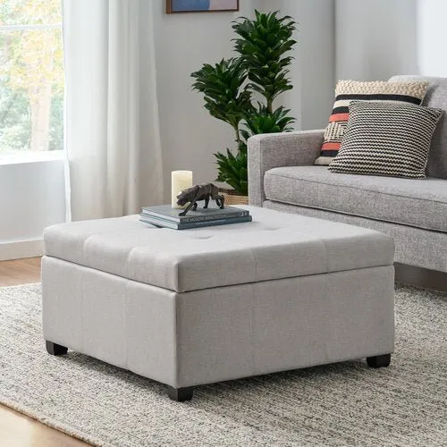 Hooper Ottoman Foam Cushioned Pouffe Puffy for Foot Rest Home Furniture (Off White)