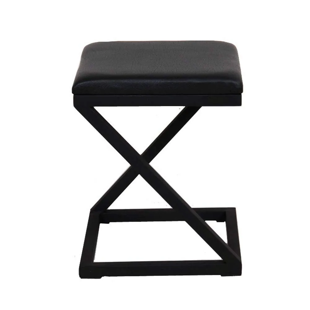INDIAN DECOR. 29601 Ottoman Footstool Household Fashion Creative PU Coffee Table Stool Metal Frame Small Stool Multifunction Bench Chair Sofa Stool（13.7x13.7x17.7 Inches） (Color : Black Cushion)