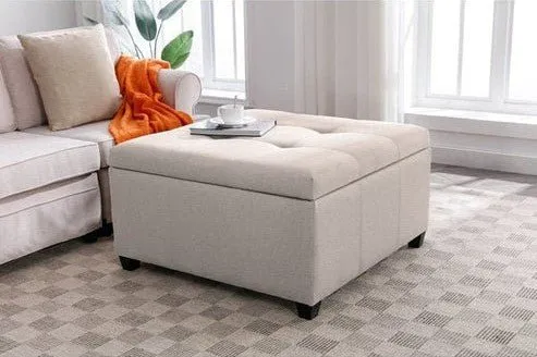 Jeric Square Shape Ottoman Pouffes For Sitting Foot Rest Puffy Stools For Living Room